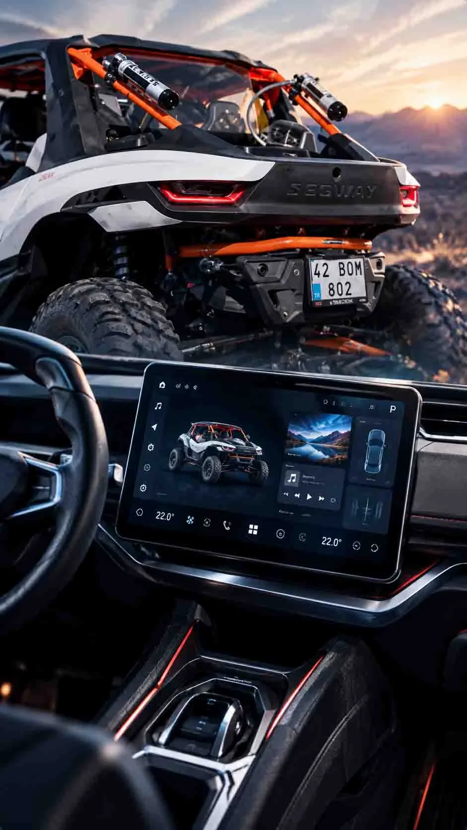 Segway Villain SX10 UTV modeline Tesla tarzı multimedya ekran satış ve montajını gerçekleştirdik